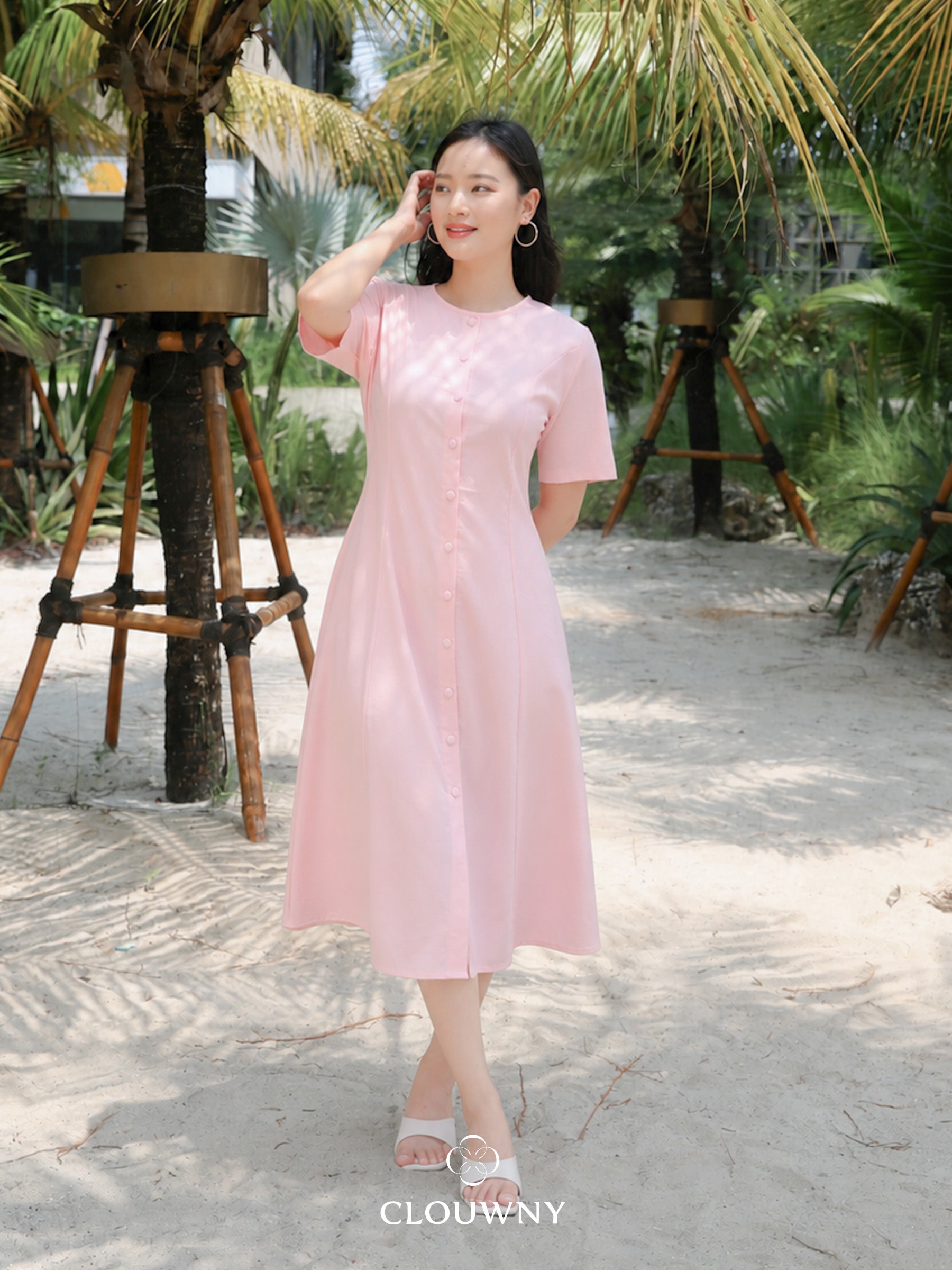 Mirsya Button Dress - Pink